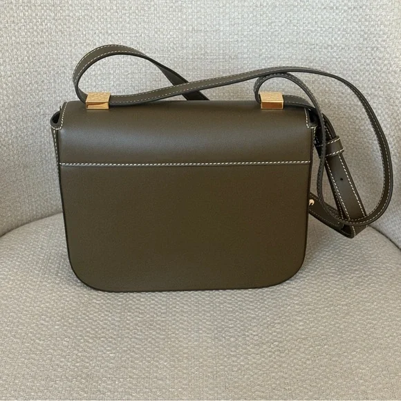 DeMellier Dark Olive Crossbody / Shoulder Smooth Leather Bag with Gold Hardware - Picture 5 of 11